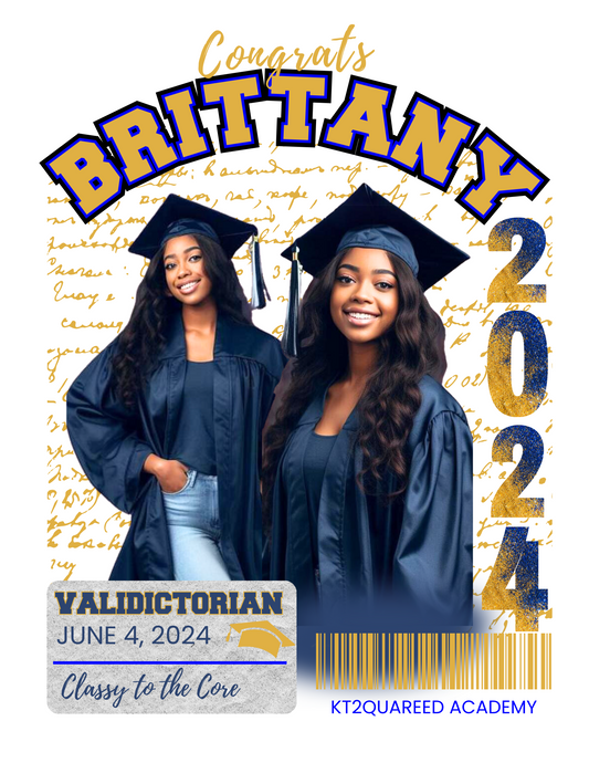 Blue and Gold Editable Graduation Design