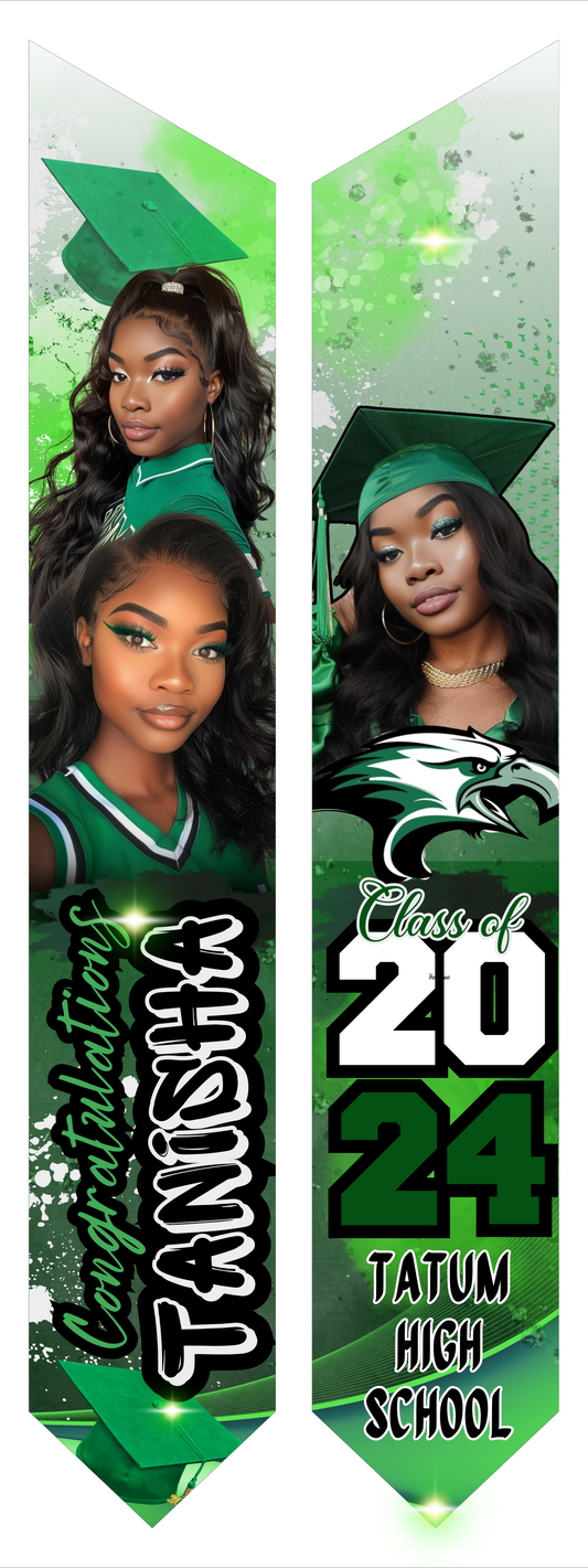 Green editable Graduation Stole Template