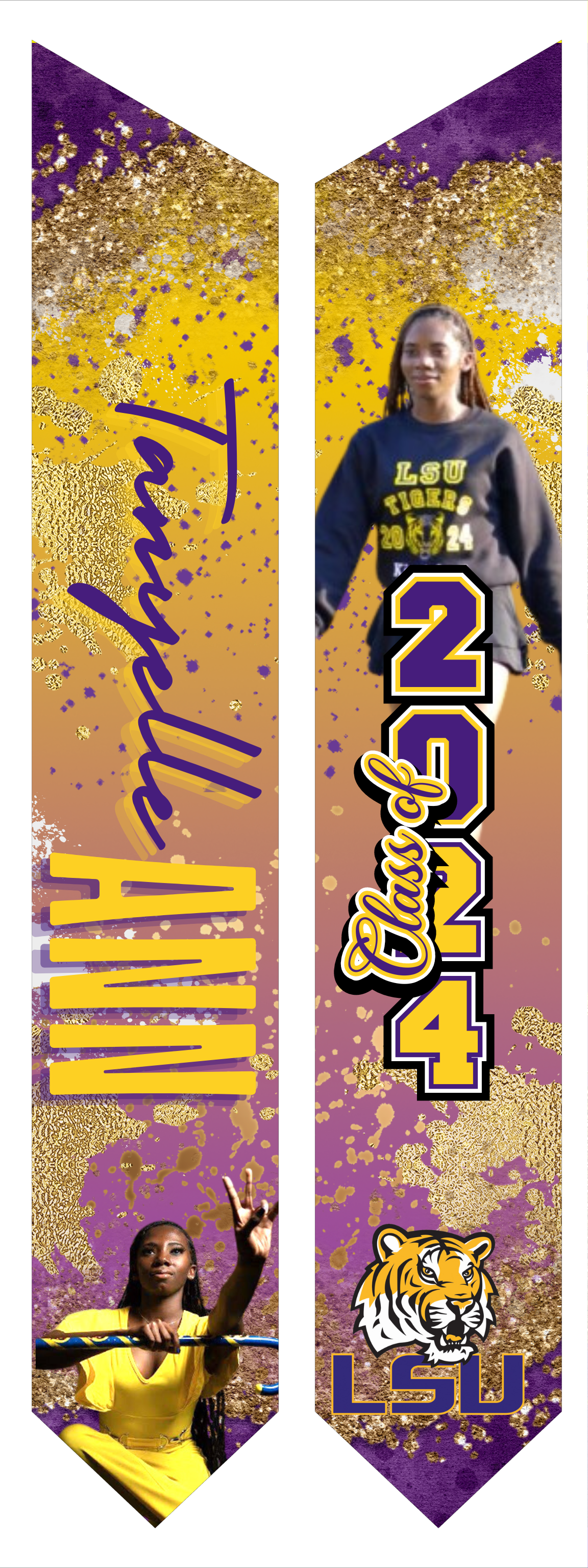 Editable LSU Graduation Stole, Graduation Stole Sash, Red or any color, Editable in Canva, Class of 2024 Graduation Stole, Perfect for Sublimation