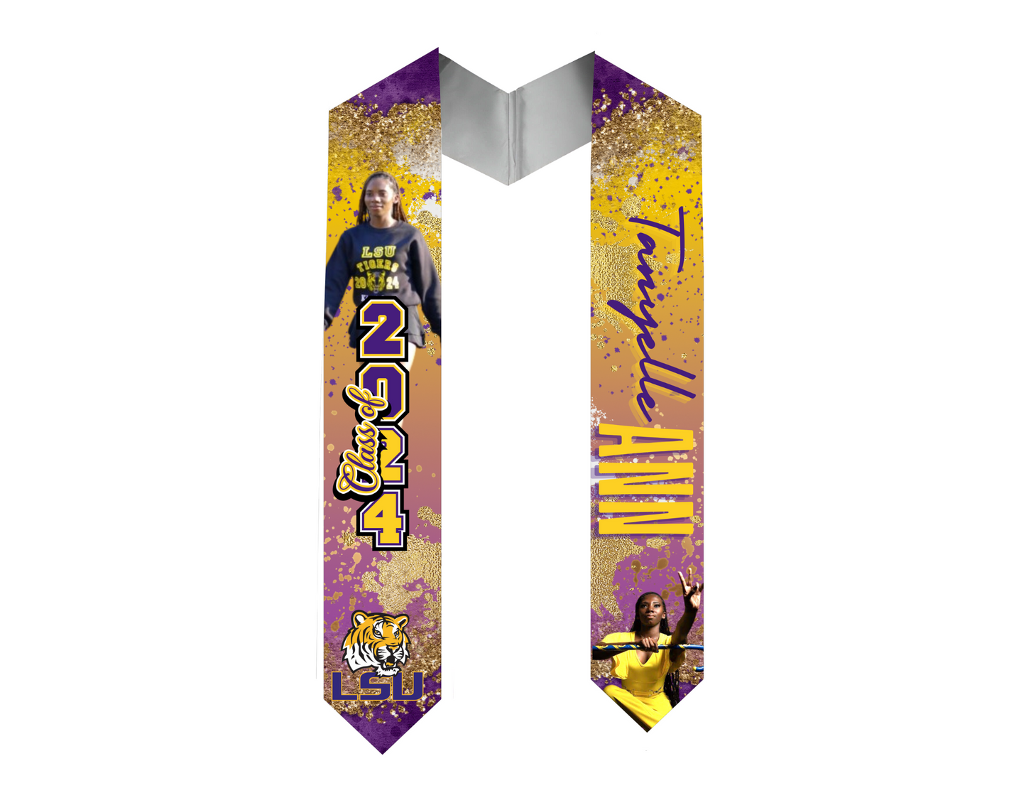 Editable LSU Graduation Stole, Graduation Stole Sash, Red or any color, Editable in Canva, Class of 2024 Graduation Stole, Perfect for Sublimation