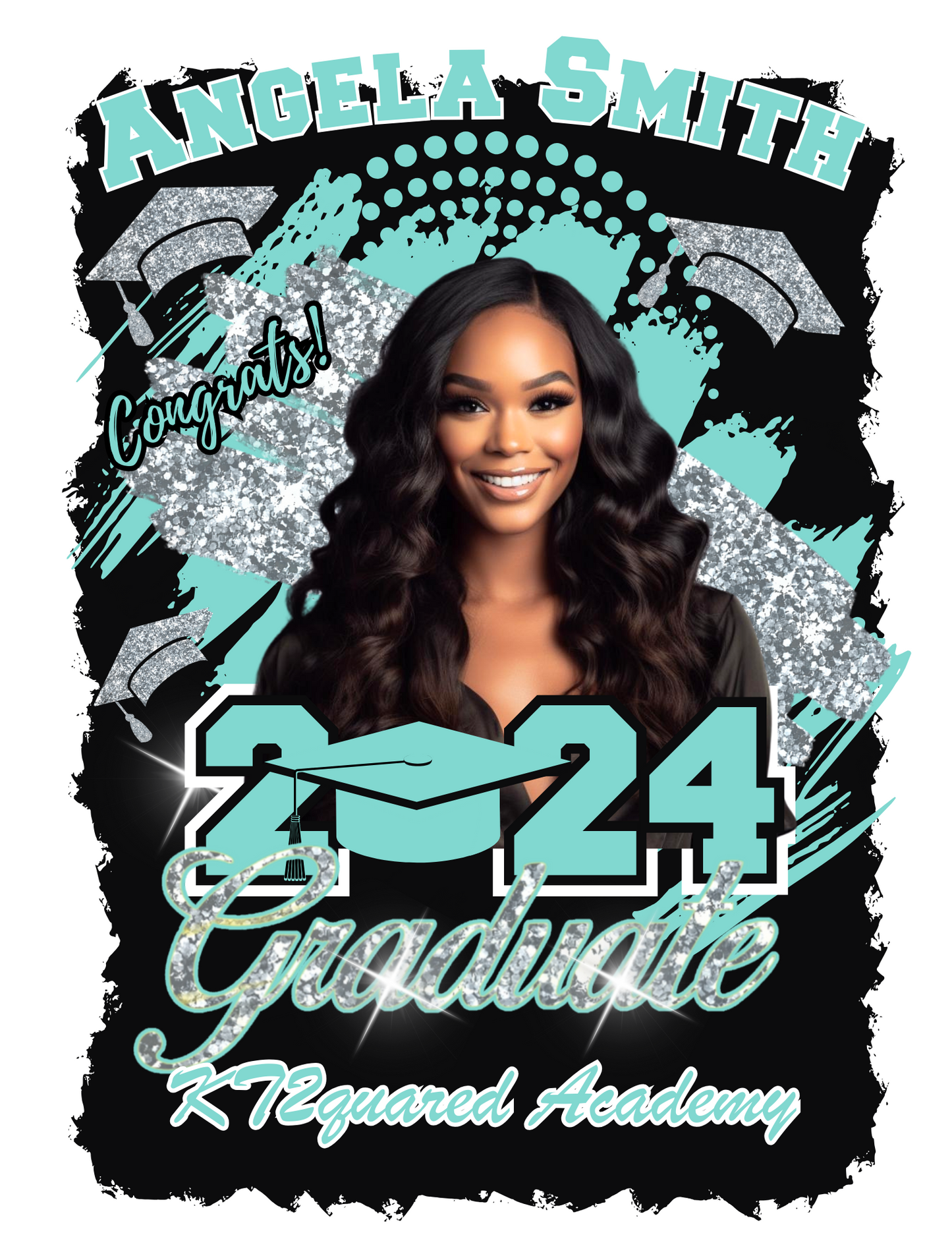 Turquois Editable Graduation T-Shirt Design